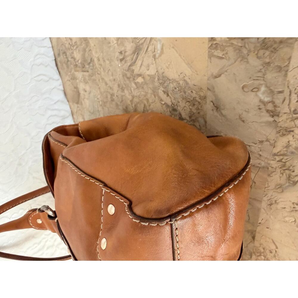 Vintage Michael Kors Astor Studded Leather Satchel Tan Cognac shoulder bag - Picture 8 of 15